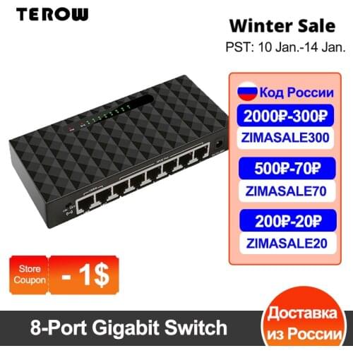 8 Port Gigabit Network Switch 10/100/1000Mbps Gigabit Ethernet Network Switch Lan Hub High Performance Ethernet Smart Switcher