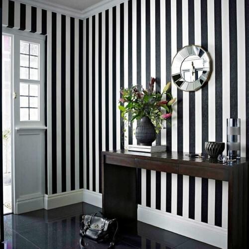 Dekonil Black Stripe Wall Paper (7950-D) erasable hotel library for bedroom living room for stylish