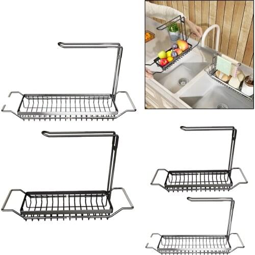 Kitchen Sink Storage Rack Organzier Retractable Sponge Soap Holder Basket