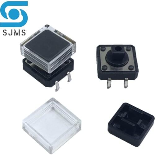 10pcs B3F Tactile Push Button Switch +A14 Color Hat 10pcs + Transparent Cap 10pcs Momentary Tact Touch Micro Switch 12*12*7.3mm
