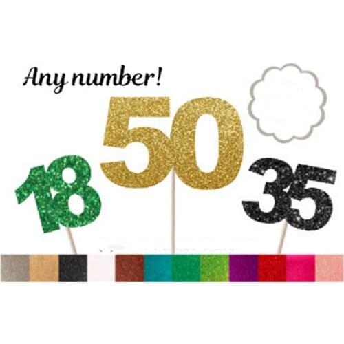 Custom Number Cake Topper, Anniversary Cake Topper, Birthday Topper, Glitter 50 Cake Topper, 18 Cake Topper, 35 Cake Topper
