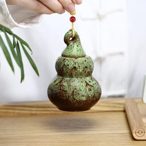 Calabash Tea Caddy Small Mini Portable Tea Caddy Ceramic Sealed Pot Creative Chinese Herbal Medicine Paste Powder Tin