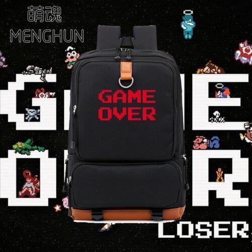 High capacity game backpack GAME OVER Bags cool retro gamer gift fc concept backpacks gift for boyfriends nb204
