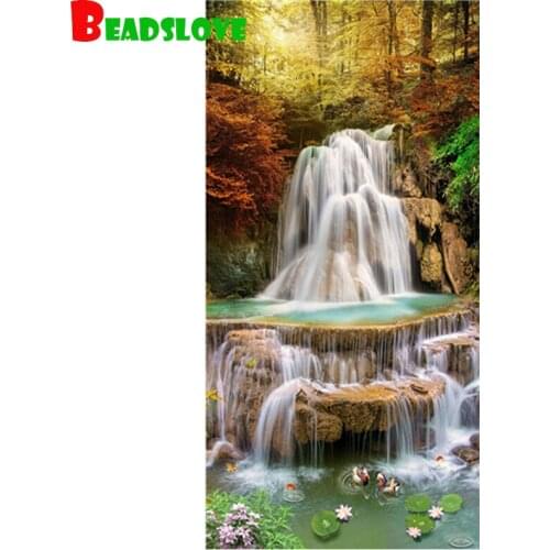Waterfall diamond painting full square round drill mosaic 5d cross stitch,Diy diamond embroidery landscape g206