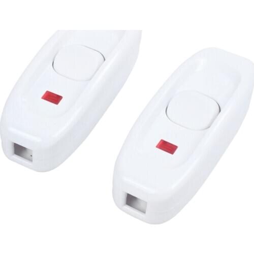 WSFS Hot 2pcs AC 250V 10A ON/OFF Button Electric Control In Line Switch White