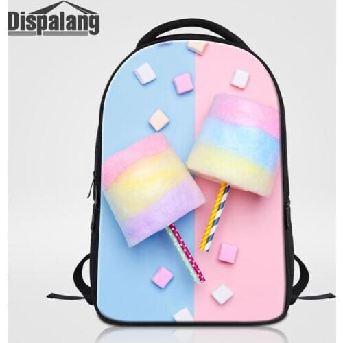 Dispalang Candy Marshmallow Printing Laptop Backpack For Teenage Girl Women Big Travel Shoulder Bag Female Custom School Bagpack