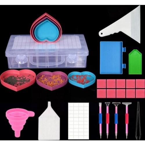 32 Grids Storage Box Diamond Painting Tools Set 5D Diamond Accessories Transparent Plastic Box Jewelry Beads Storage Containers
