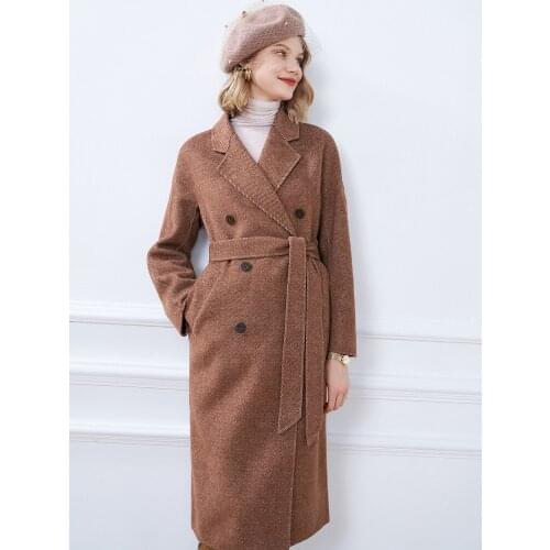 Womens Clothing Autumn 2021 New Fashion Herringbone Wool Coat Medium Length Tweed Coat