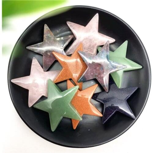 1PC Natural Ocean Jasper Green Aventurine Quartz Crystal Star Shaped Healing Chakra Polished Gift Natural Stones and Minerals