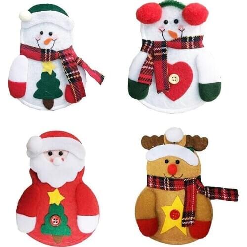 1pcs Christmas Decorations Santa Clause Snowman Elk Fork Knife Pockets Dinner Table Decor Creative Home Dining Table Cutlery Set