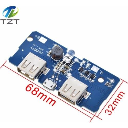 18650 5V 2A Power Bank Charger Module Charging Circuit Board Step Up Boost Power Supply Module 2A Dual USB Output 1A Input