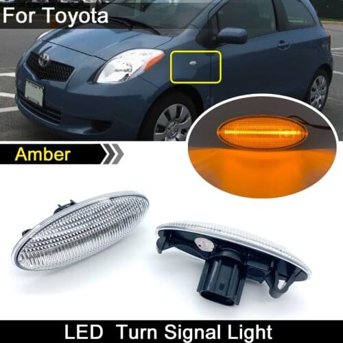 2Pcs For Toyota Yaris Vitz RAV4 Corolla Verso Clear Lens Car Front LED Side Marker Light Amber Turn Signal Lamp