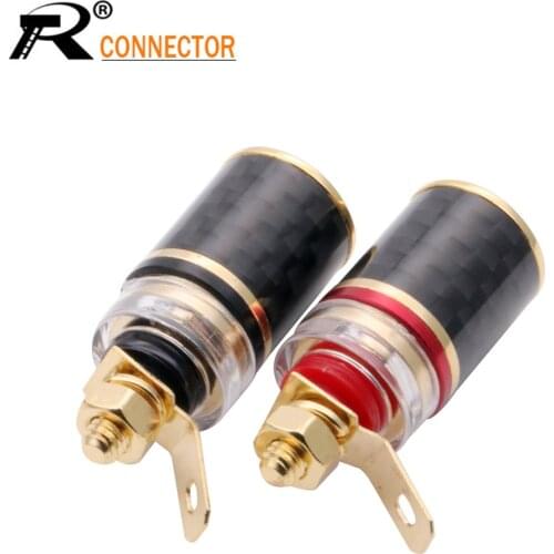 2pcs High Quality Carbon Fiber Gold Plated Binding Post Speaker Amplifier Terminal Binding Post HI END Grade