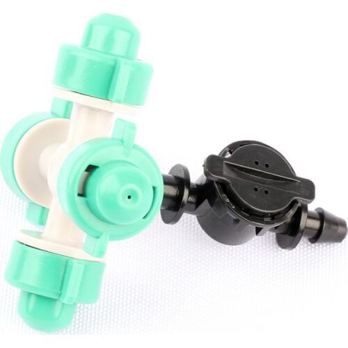 20set Green Cross Misting Sprinkler With Anti-Drip Device Great Quality Four Ways Spray Nozzle Greenhouse Irrigation Emitters