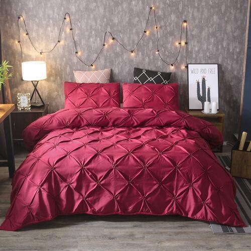 2019 Luxury Quilt Cover Set Pinch Pleat White/Black/Grey/Red/Blue Bedding Sets Twin/Full/Queen/King Size (No Filling,No Sheet)