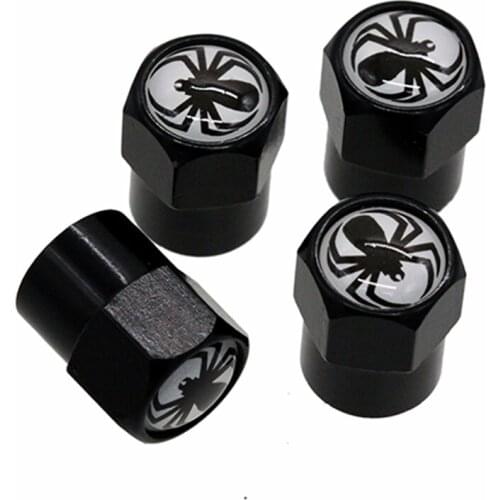 4Pcs/Pack Spider Logo Car Accessories For VW BMW Ford FIAT Alfa Romeo Audi Wheel Tire Valve Caps Stem Auto Styling