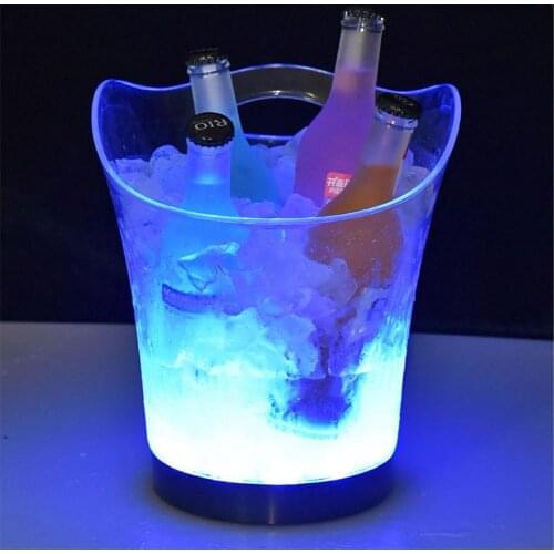 5.5L LED Rechargeable Ice Buckets Waterproof Wine Whisky Cooler Color Changing Champagne Wine Holder For Party Bar Nightclub