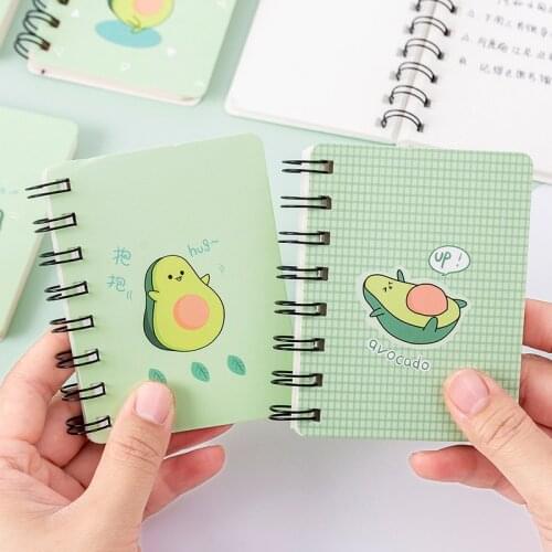 A7 Cute Avocado Mini Portable Pocket Spiral Notebook 80 Sheets Diary Planner Time Organizer Blank Paper Notepad School Supply