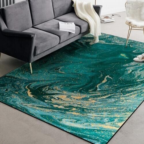 Abstract Marble Carpets and Rugs for Living Room Green Geometric Home Decoration Tapete Modern Bedroom Chair Anti-Slip Floor Mat