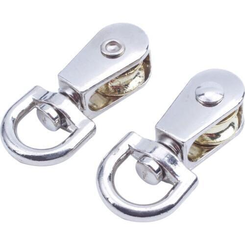 Promotion! 2-Piece 12mm Diameter metal Single Sheave Fixed Eye Rope Pulley - Silver