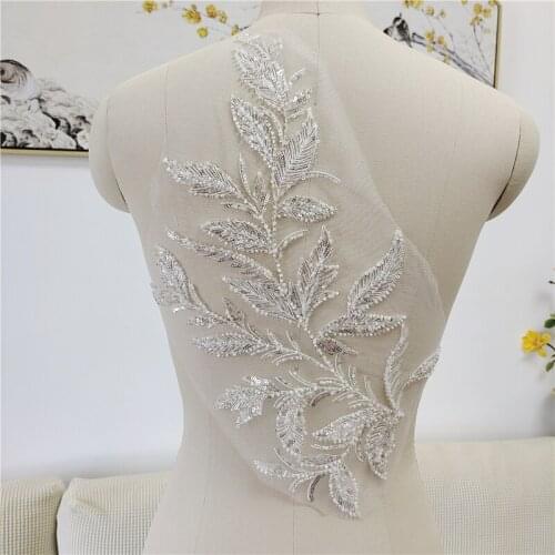 2021 new summer embroidered beads sequined leaves flower patch for cloth wedding dress childrens clothing lace applique