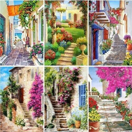 AZQSD Full Square Diamond Painting Cross Stitch Landscape Handicraft 5D DIY Diamond Embroidery Mosaic Country Wall Art
