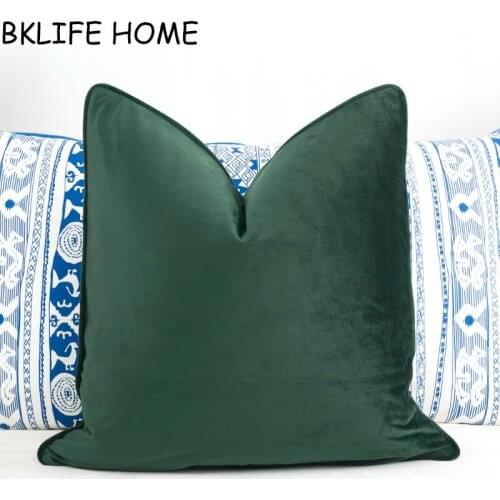 Piping Design Olive Green Velvet Cushion Cover Pillow Case Soft Dark Green Pillow Cover No Balling-up Without Stuffing