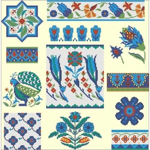 Blues flower and bird illustration counted 11CT 14CT DIY Cross Stitch Sets wholesale Cross-stitch Kits Embroidery Needlework