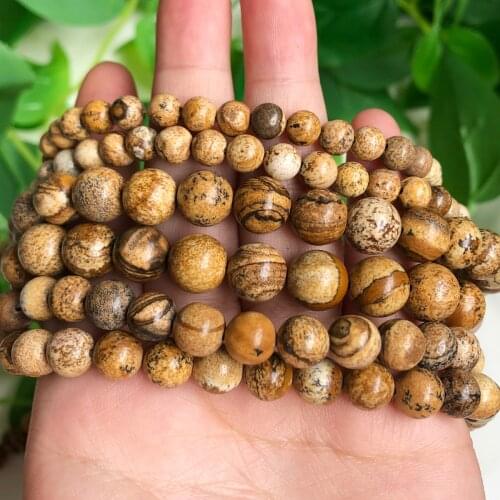 Natural Smooth Picture Jaspers Stone Beads Round Loose Spacer Beads 15inch 4/6/8/10mm For Jewelry Making DIY Bracelet Necklace