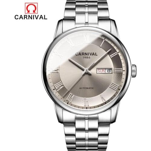 CARNIVAL Brand Luxury Business Watch Men Fashion Dress Mechanical Wristwatch Waterproof Sapphire Automatic Calendar Reloj Hombre
