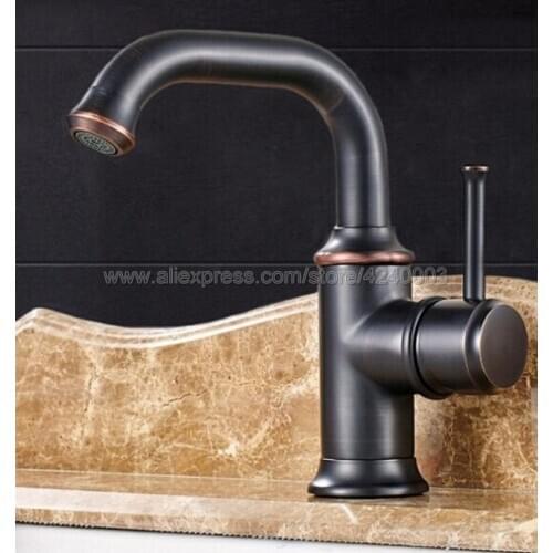 Black Oil Rubbed Bronze Single Hole / Handle Deck Mount Bathroom Sink Vessel Faucet Basin Mixer Tap Knf267
