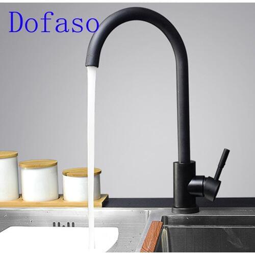 Dofaso Black Brass Kitchen Faucet 360 Degree Swivel Single Handle Vessel Sink Vintage water taps