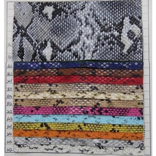 Eco-friendly faux serpentine snake leather fabric PU leahther material wholesale