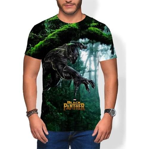 Cool Black Panther Mens T-shirt Summer Fashion 3D Printed Boys Girls Kids Tops Streetwear Vintage Childrens Clothing