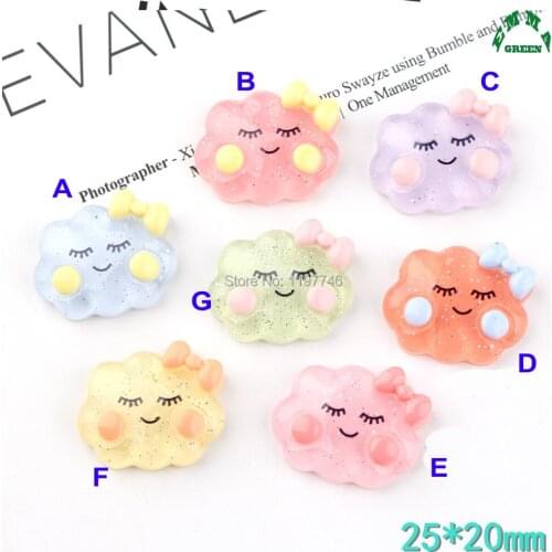 Cabochon for Jewelry making 10pcs Colorful Resin Kawaii Cloud Flatback Cabochons Scrapbooking for Hair Bow Center DIY Craft