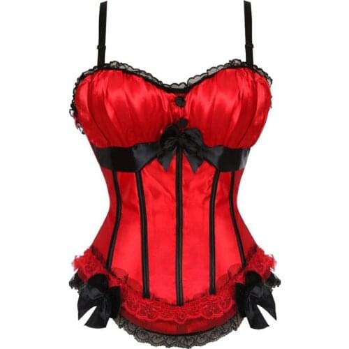 Women Sexy Satin Shoulder Straps Overbust Corset Fashion Underwear Cup Body Shaping Tops S-2XL