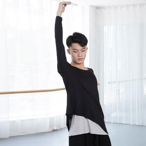 Adult Ballet Tutu Costume Men Practice Wear Ballet Dance Outfits American Clothing Latin Dance Clothes Gymnastics Tops JL1282