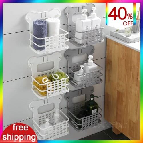 Creative Wall-mounted Organizer for Cosmetics Bathroom Accessories Single/double Layer Bath Laundry Basket