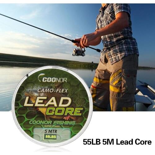 COONOR 35lb / 45lb / 55lb 5m Fishing Line Leadcore Braided Camouflage Carp Fishing Line Hair Rigs Lead Core Fishing Tackle