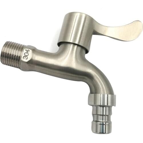 Brushed washing machine faucet Alloy Deck Mounted Bathroom Basin Single cold quick open Sink Tap 1 Piece