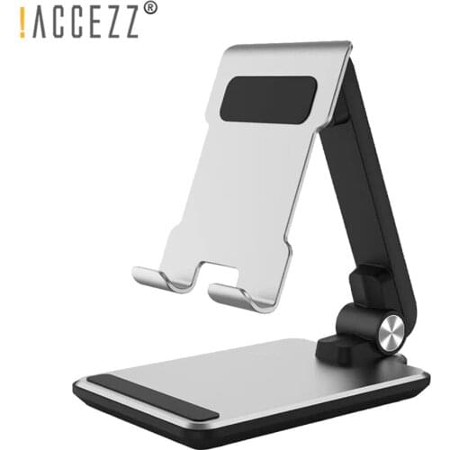 !ACCEZZ Metal Phone Holder Portable Desktop Adjustable Foldable for iPhone iPad Pro Samsung Huawei Aluminium Alloy Tablet Stand