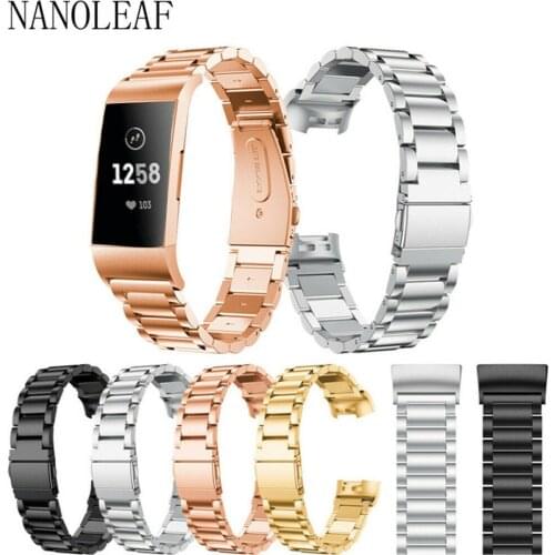 Stainless Steel Metal Replacement Strap for Fitbit Charge 3 / Fitbit Charge 4 / Fitbit Charge 3 SE Bands with Connector