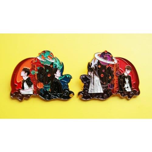 Cute Xiao Zhan Wang Yibo Keychain Pendant Wei Wuxian Metal Pin Badge Brooch Grandmaster of Demonic Cultivation Cosplay Prop Gift