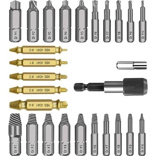 Damaged Screw Extractor Set 22pcs Drill Bit Set Stripped Screw Remover Tool