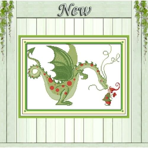 Dinosaurs and elve lovely fairy diy paintings counted print on canvas needlework embroidery Sets DMC 11CT 14CT Cross Stitch kits