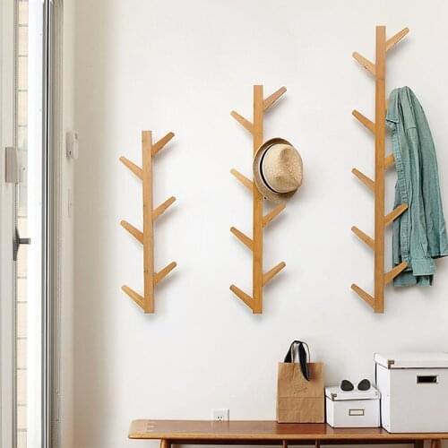 Wall-mounted Coat Rack Wall Creative Bamboo Racks Bedroom Living Room Simple Wall-mounted Rack Hat Rack