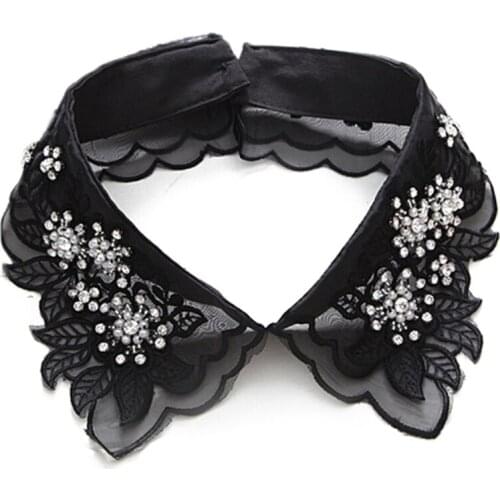 2021 New Fashion Fake Collar Women Detachable Crystal Collars Pearl Shirt Detachable Korean Fake Collar Shirts Sweater