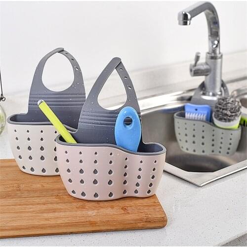 Kitchen Organizer Gadgets Sink Shelf Soap Sponge Drain Rack Silicone Storage Basket Bag Bathroom Holder Kitchen Accessories Tool