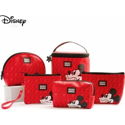 Disneys Original Mickey Mouse Makeup Bag Cosmetic Storage Baby Care Bag Creative PVC Cosmetic Bag Set Wallet Purse Girls Gift