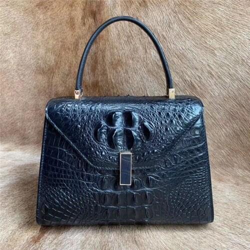 Authentic Real Crocodile Skin Lady Green Purse Genuine Alligator Leather Womens Small Handbag Female Single Cross Shoulder Bag
